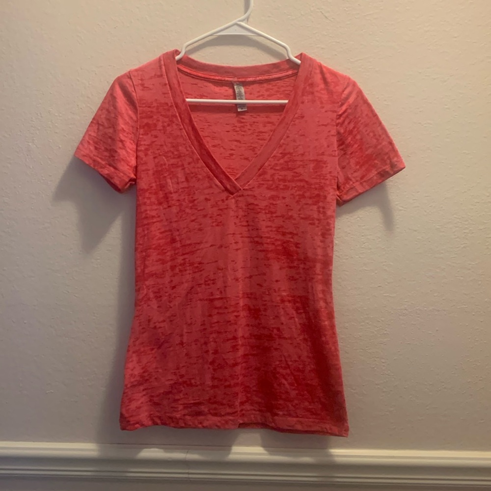 Pink tie die active wear shirt. Women’s Medium V- neck